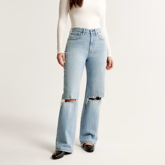 Abercrombie & Fitch Denim - Abercrombie 90s Relaxed Curve Love Jeans Distressed